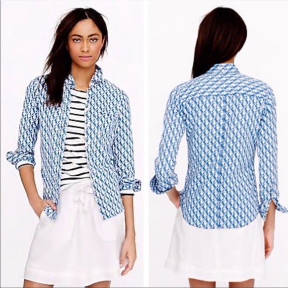 J. Crew Tops - J. Crew Seahorse Linen Blend Boy Shirt